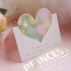 White Cardboard Thank You Card Heart Shape Decoration Gift Card
