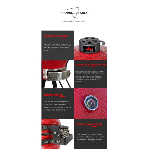 KIMSTONE New Design Deflector 26 Inch Kamado Joetisserie Rotisserie Brown Kamado, Bbq Komodo 26 Inch Kamado Grill