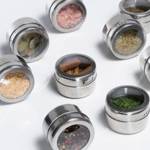 Kitchen Stainless Steel Spice Jars With Rack Storage Magnet
