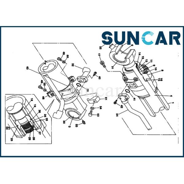 LZ00450 CASE Excavator Bucket Cylinder Seal Kit Fits Model CX130 CX135SR CX210LR