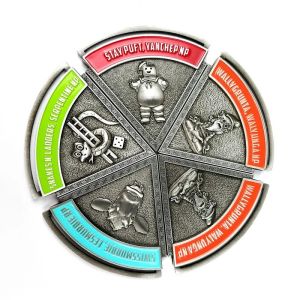 5 Part Antique Silver Segment Custom Event Medals With Magnet