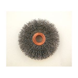 38mm crimped  wire wheel brush, 3/8''  Arbor hole ,thickness 7mm,wire diameter 0.008'' ,trim length 10mm