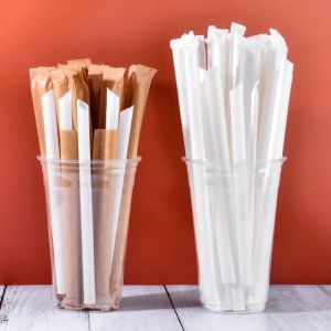 China White PLA Cutlery CPLA Plastic Straws 12*210mm Heat Resistance on sale