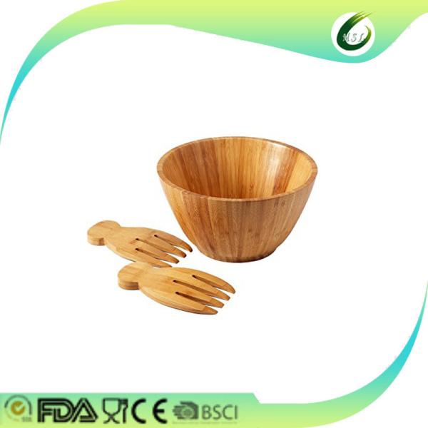 Buy wooden bamboo salad bowls with serving hands and serving bowls at wholesale prices