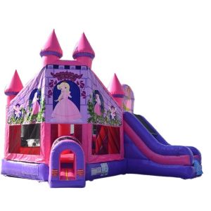 China 0.55mm PVC Toddler Inflatable Bouncer With Slide Princess Theme on sale