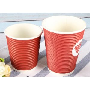 Takeaway Eco Friendly Coffee Cups , Red Disposable Hot Beverage Cups