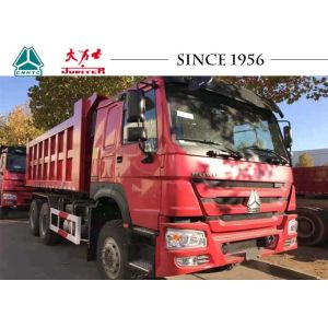6X4 10 Wheeler HOWO Dump Truck For Mining In Red Color , Free Maintenance