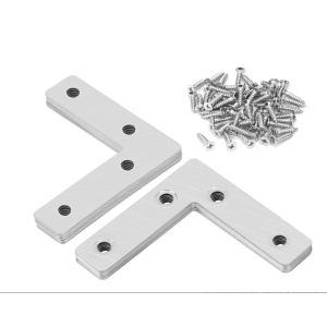 Silver Stainless Steel Flat L-Shaped Corner Brackets Sheet Metal Pre-Drilled