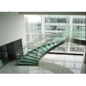 U Channel Curved Deck Stairs Designs Glass Railings System Screw Bolted