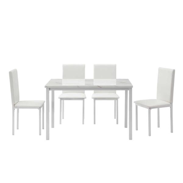 Buy 41.8" W Table Five Piece Dining Room Table And Chair Set Marble Top at wholesale prices