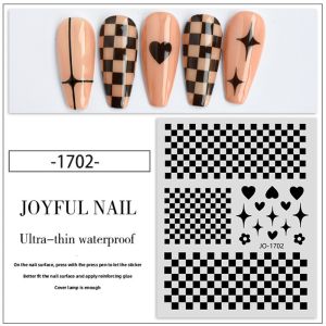 Checkerboard Classic Plaid Klein Blue Nail Stickers with Adhesive Backing
