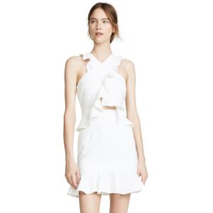 Women Clothing Latest White Ruffle Shoulder Dress Summer