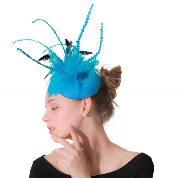 Earth Day Celebration Accessories Sinamay and Feather Fascinator with Wire Accessory