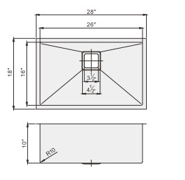 28 Inch Undermount Stainless Steel Kitchen Sink Brushed Surface Treatment