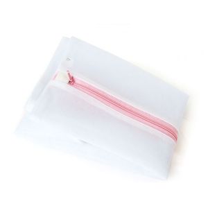 White Nylon Home Use Laundry Mesh Wash Bag with Zipper