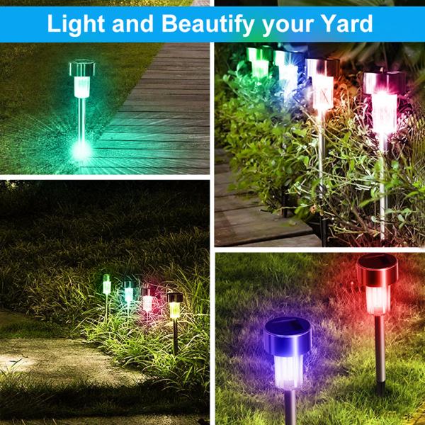 10 Pack Solar Lights Outdoor, Solar Powered Pathway Landscape Light Garden Stainless Steel ROHS Ce 1-year Ip44 FCC