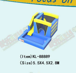 Blue Yellow Inflatable Jumping House With Slide And Pool