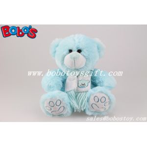 China Blue Baby Toy Teddy Bears  With Embroidery Bear Logo Scarf on sale