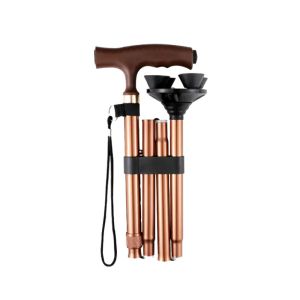 Indoor and Outdoor Applicable Scene Foldable Adjustable Cane in Brown White
