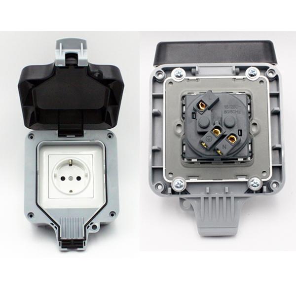 Wall Mounted Power Outlet Socket Outdoor Charging Poles Plastic Switch Box IP66 Wheatherproof