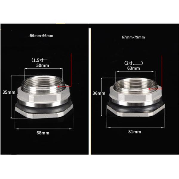 Stainless Steel SS304 Casting Bulkhead Tank Fitting with Nipple Connector Type 3/4" Female and Long-lasting Solution