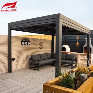 Smart Remote Controlled Aluminum Garden Pergola Waterproof Windproof Gazebo