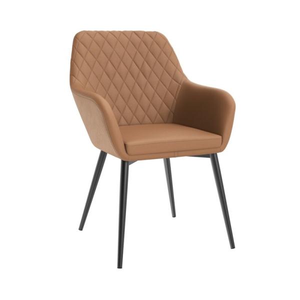 Buy Light Brown PU Furniture Wingback 880mm leisure Chairs With Armrest at wholesale prices
