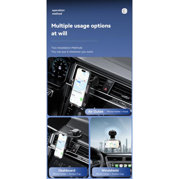 ESSAGER A5 Series Hook+Suction Cup Best Cell Phone Holder for Car Mount