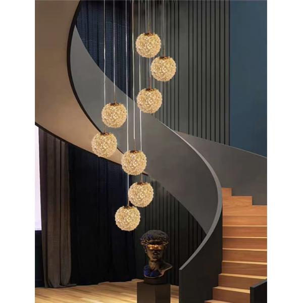 Modern Crystal Lychee Lamp Luxury Villa Duplex Staircase Lighting For Raised Living Room And Bedroom