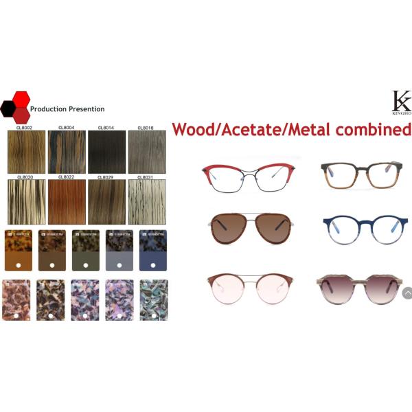 56-17-140 Wood Eye Optical Glasses Private Label Full Laser Engraved Temples Arms Bamboo