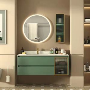 Waterproof 42 Bathroom Cabinets With Mirror OEM Wooden Vanity Unit