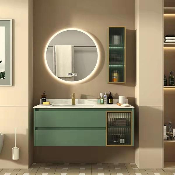 Buy Waterproof 42" Bathroom Cabinets With Mirror OEM Wooden Vanity Unit at wholesale prices