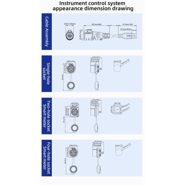 CNLINKO LP20 USB 2.0 Ip68 Waterproof Industrial Plastic Dual Usb Wire Connector