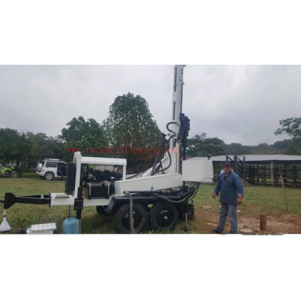 150m Dth Mud Drilling Trailer Mounted Drilling Rig With 45kw Diesel TWD150