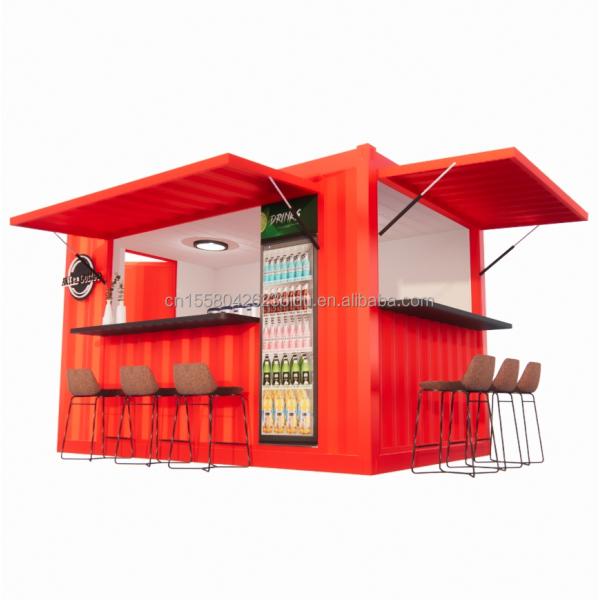 Shop Supermarket 10-12FT Container Mobile Cafe Steel Structure with Wooden Houses Design in Modern Style and High Qualit