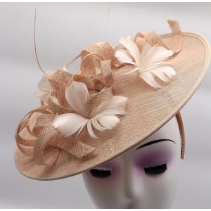 Stylish Sinamay Base and Feather Church Hat for Four Seasons in Dobby Style