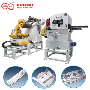 Metal Decoiler Straightener Press Feeding Equipment Hydraulic Cutter Hold Down