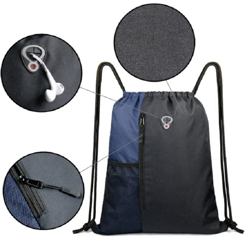 600D Polyester Drawstring Gym Backpack Breathable Logo Printed For Outdoor Sport