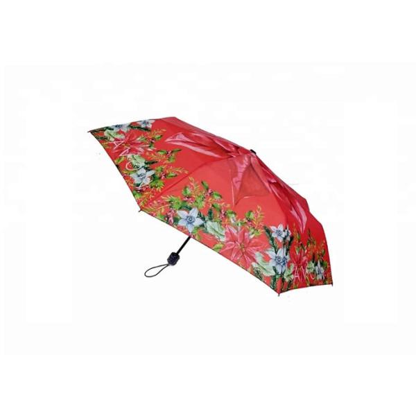 Flower 21 Inch Foldable Umbrella 8 Ribs Rubber / Plastic Handle Strong Sturdy