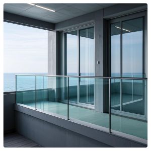 Modern Frosted Glass Balcony Railing for Spiral Staircases