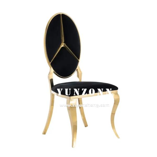 Buy Hot Sale Fancy Benz Design Back Dining Furniture Gold Stainless Steel Banquet Chair for Hotel Wedding Event Party at wholesale prices