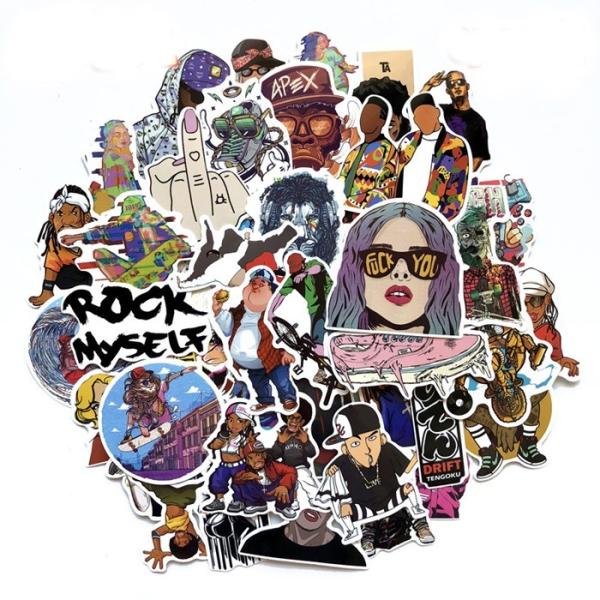 Buy Hip Hop Style PVC Sticker Printing Variety Stickers Set Waterproof Laptop Luggage Stickers Pack at wholesale prices