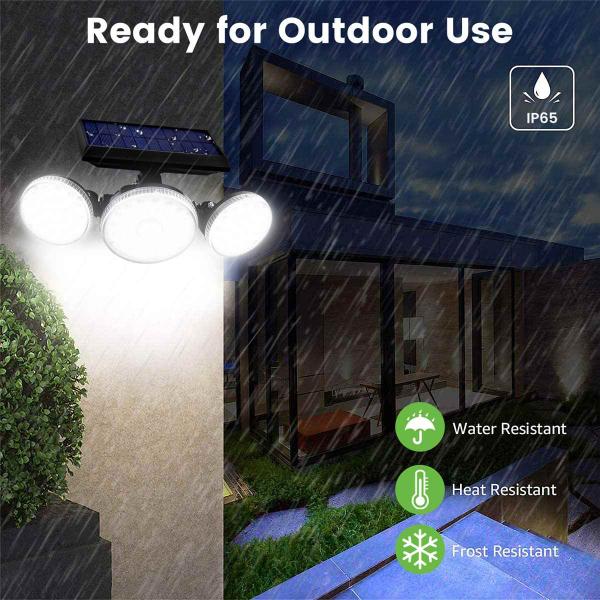 Porch Patio 16W 300LM ABS Solar Motion Sensor Wall Light Three Head