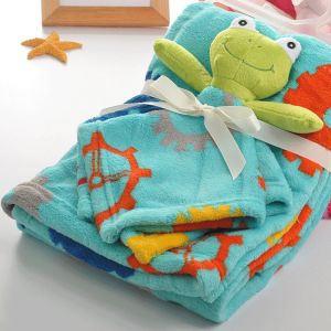 Baby Unisex Frog Fleece Blanket Animal Face Security Plush Blanket