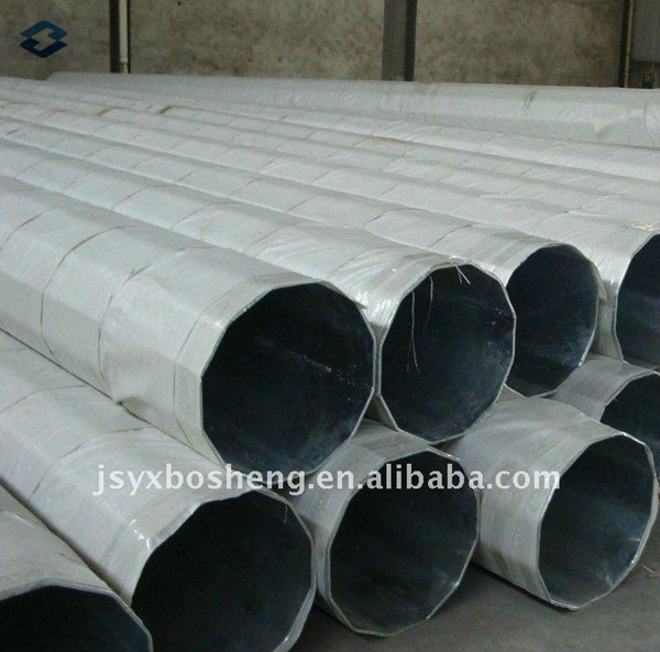 Dodecagonal Shape galvanized steel tubing , metal power pole Over 25 years Service life