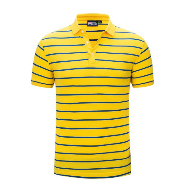Buy Short Sleeve Striped 100% Polyester Polo T Shirt Fabric Weight 240gsm at wholesale prices
