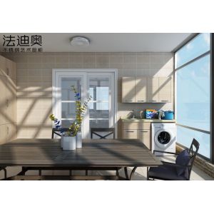 Light Oak Wood Grain Utility Room Storage Cabinets With Functional Storage