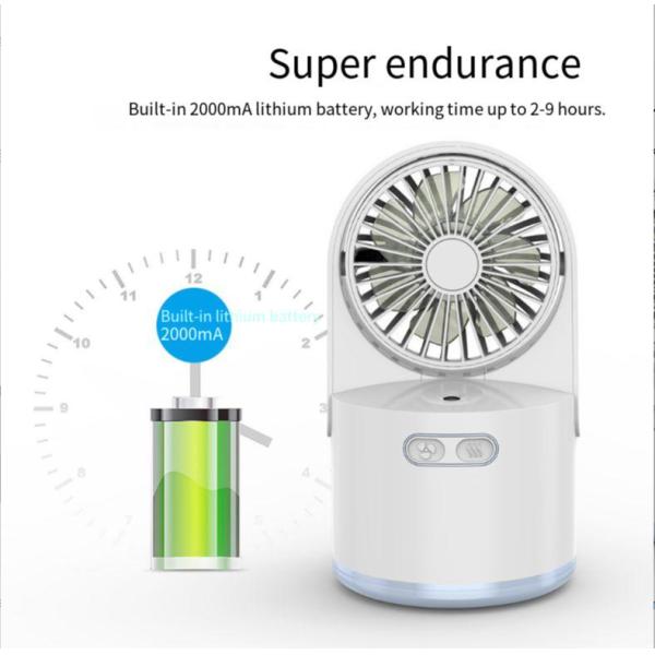 Household USB Rechargeable Water Mist Fan for Home Office Cooling and Humidifying