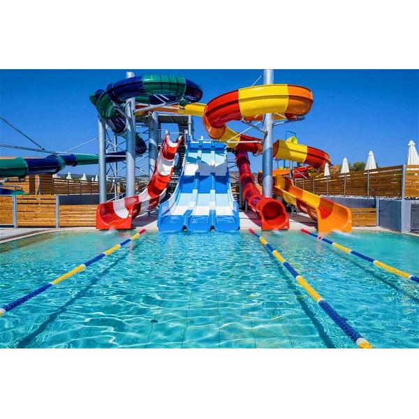 Water Amusement Park Outdoor Swimming Pool Kids Ride Fiberglass Slide Set