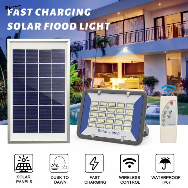 Solar Power Supply 200W Outdoor Solar Floodlight with Remote Control and IP65 Waterproof